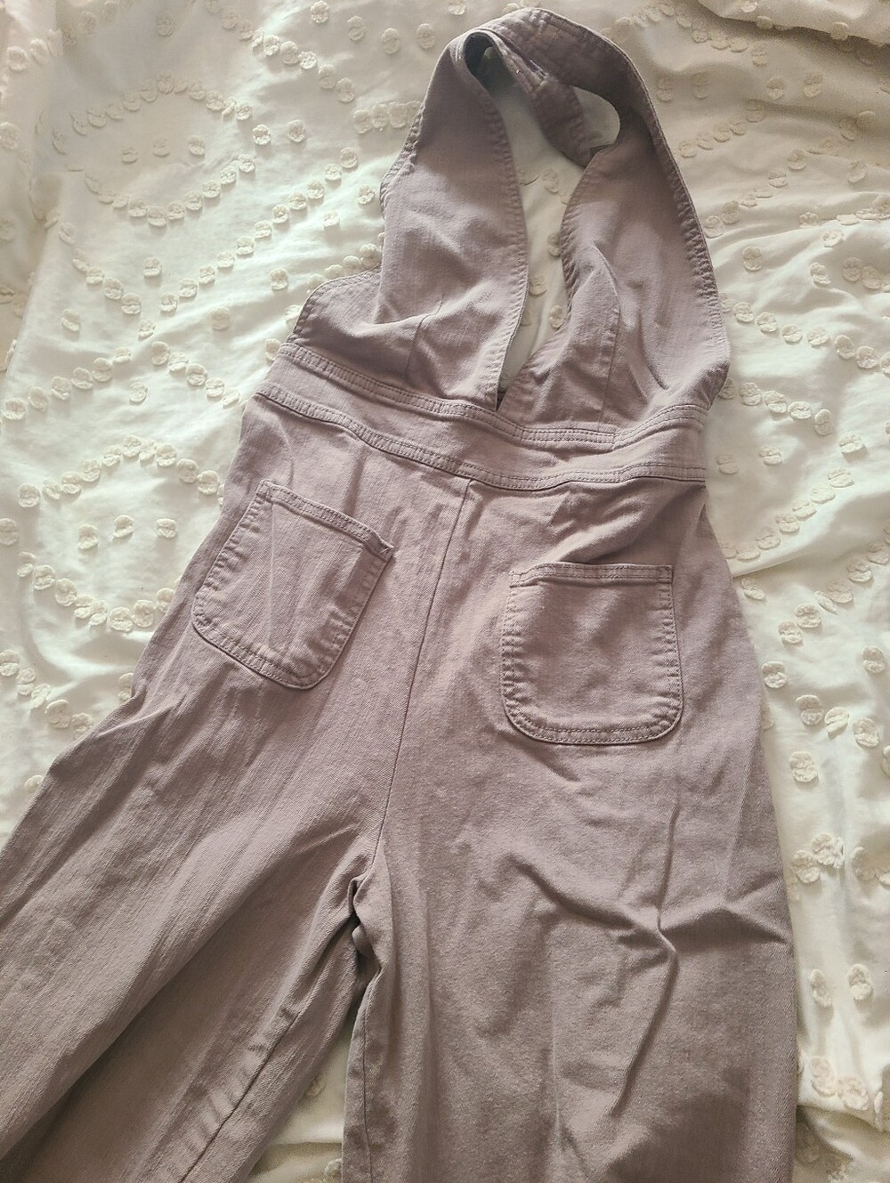 Mauve Gray Halter Jumpsuit with Front Pockets DOLLHOUSE Retro Vibes